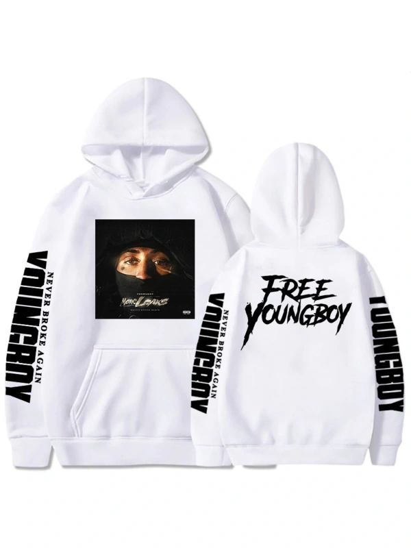 Beyaz Unisex YoungBoy Never Broke Again Daha Fazla Sızıntı Albümü kapüşonlu e