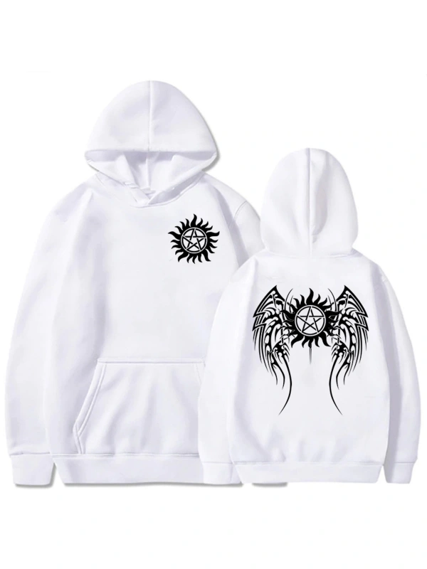 Beyaz Unisexi Supernaturall Winchester Bros Kapüşonlular Kapşonlu G