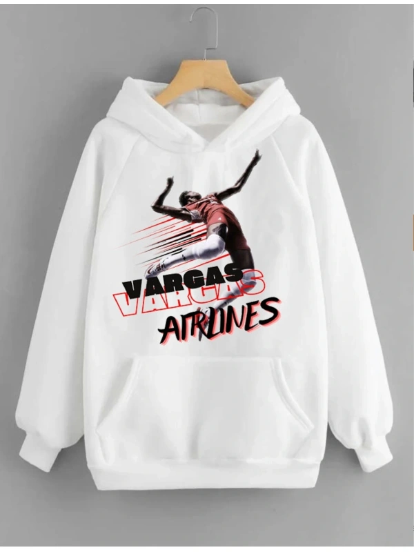 Beyaz Vargas Baskılı Oversize Kapuşonlu Unisex Sweatshirt Bsgvargas