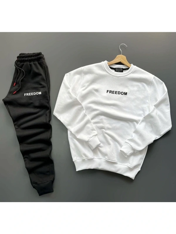 Bisiklet Yaka Freedom Baskılı Tam Kışlık Oversize Dış Mekan Erkek Eşofman Takımı