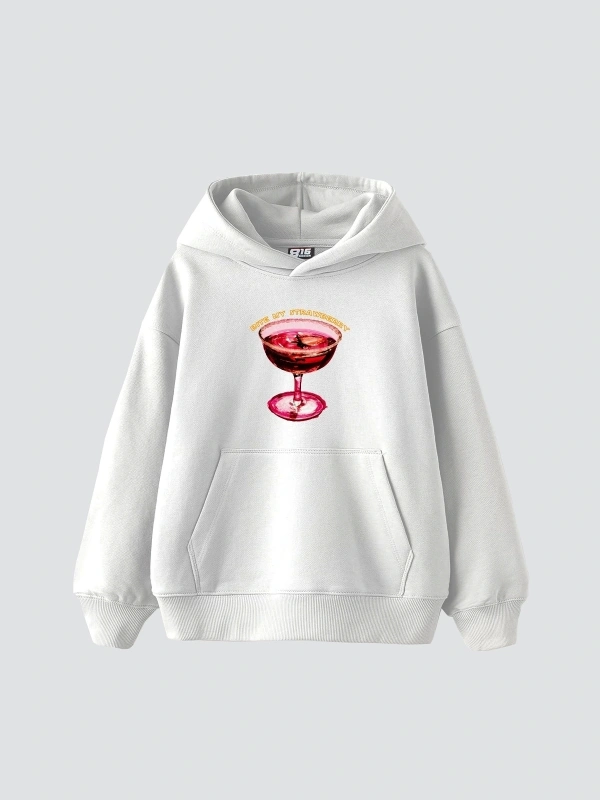 Bite My Strawberry Baskılı Oversize Unisex Premium Beyaz
