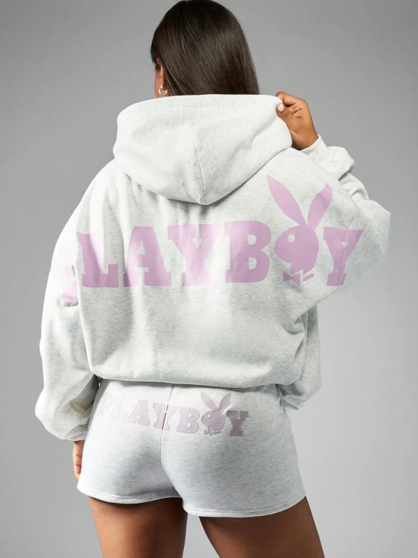 Bol Kesim Mektup Baskılı Kapüşonlu Bağcıklı Sweatshirt Düşük Omuz Tasarımı, Uzun Kollu Model 5138