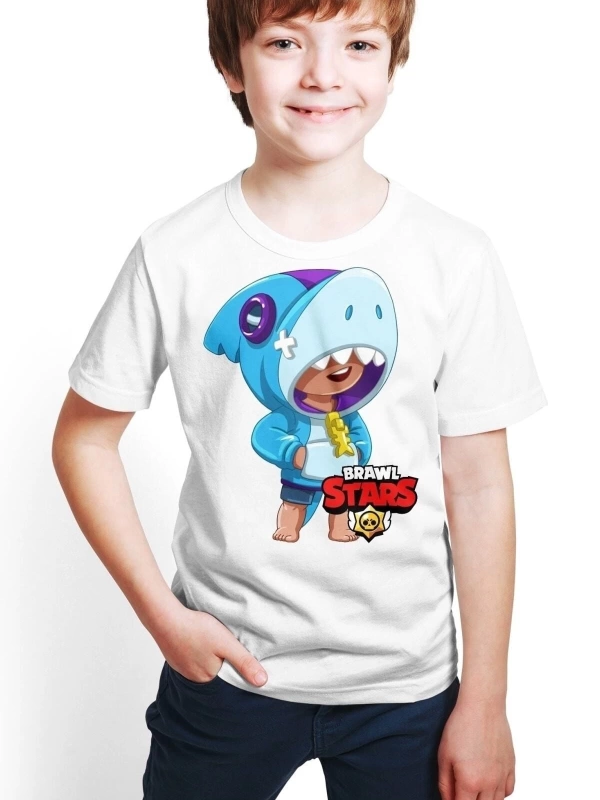 Brawl Stars - Leon - Dijital Baskılı Erkek Çocuk Beyaz T-shirt E-01