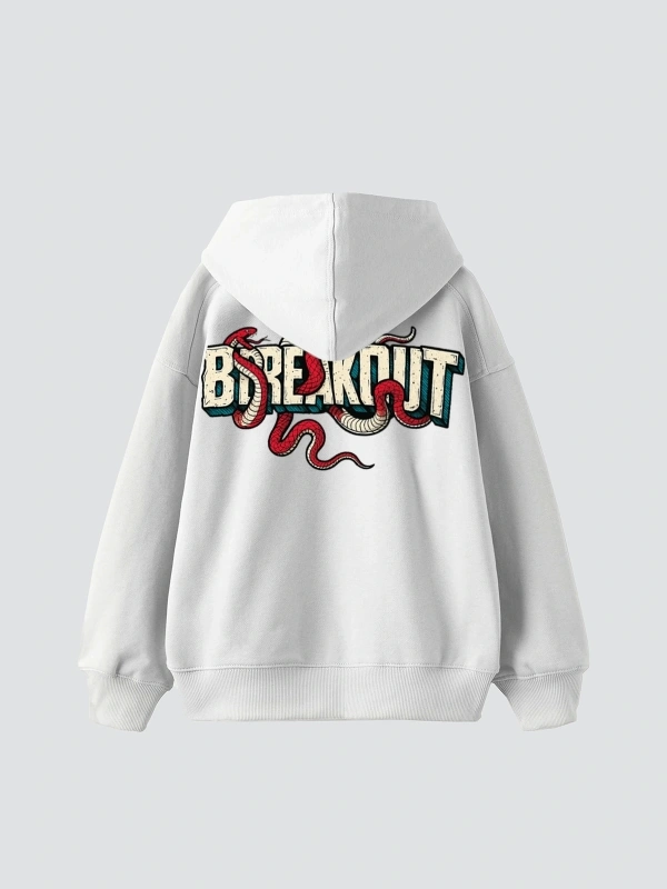 Breakout Baskılı Oversize Unisex Beyaz