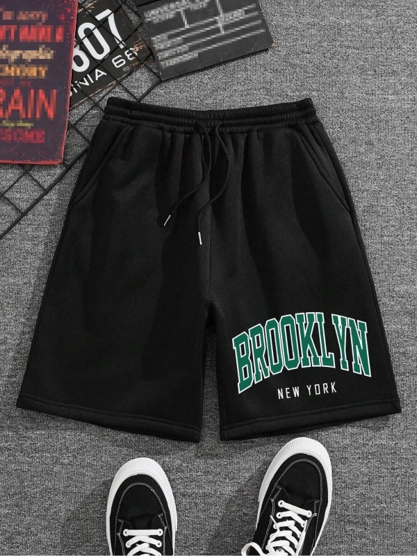 Brooklyn Baskılı Rahat kalıp Unisex Şort