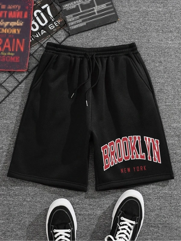 Brooklyn Baskılı Rahat kalıp Unisex Şort