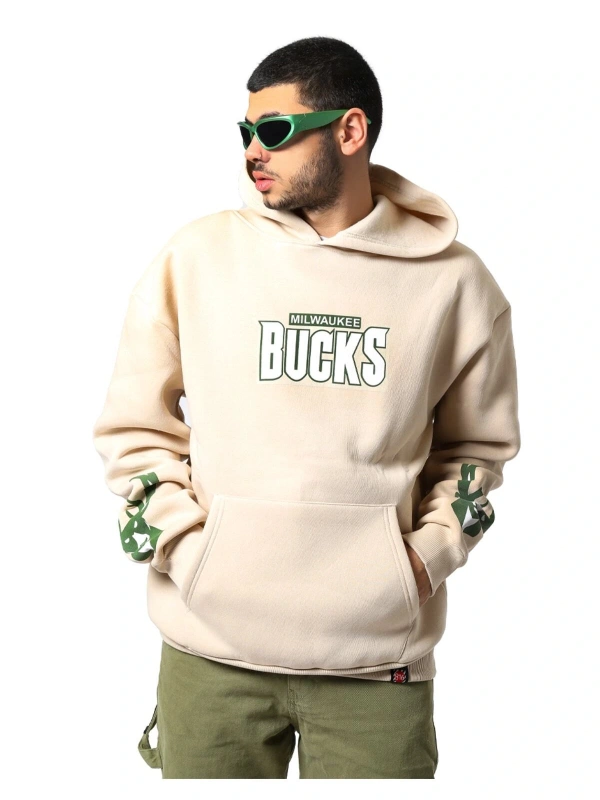 Bucks Sırt Baskılı Bej Oversize Unisex
