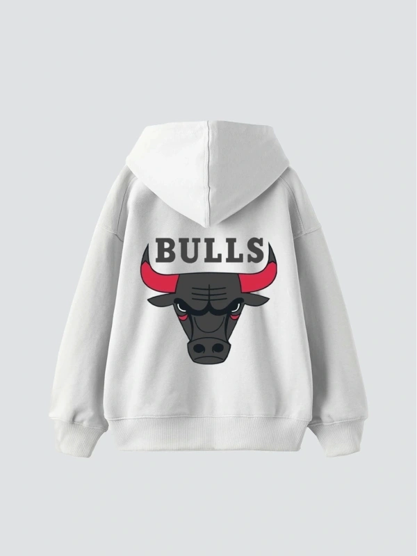 Bulls Baskılı Oversize Unisex Beyaz