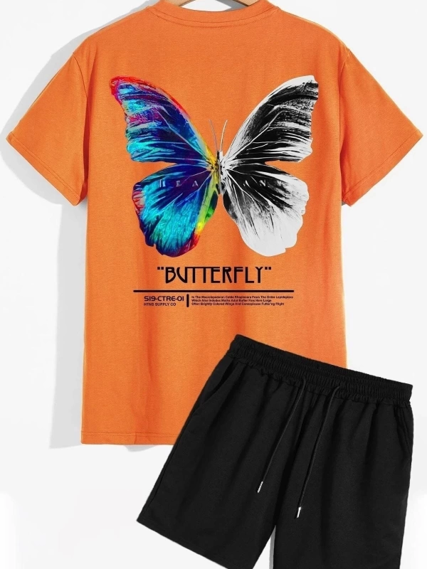 Butterfly Sırt Baskılı Şort T-shirt Eşofman Takımı BUTTERFLY