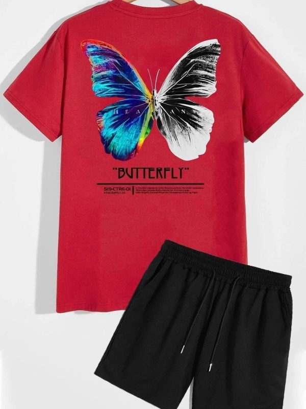 Butterfly Sırt Baskılı Şort T-shirt Eşofman Takımı BUTTERFLY