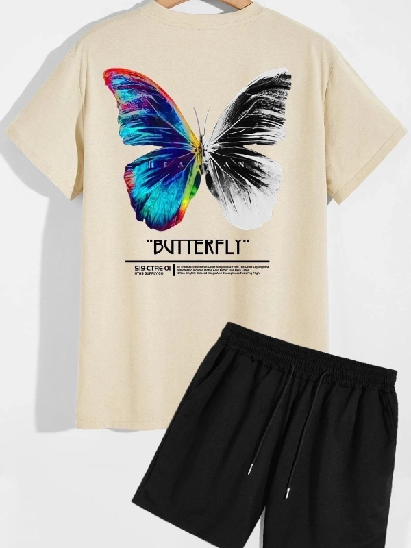 Butterfly Sırt Baskılı Şort T-shirt Eşofman Takımı BUTTERFLY
