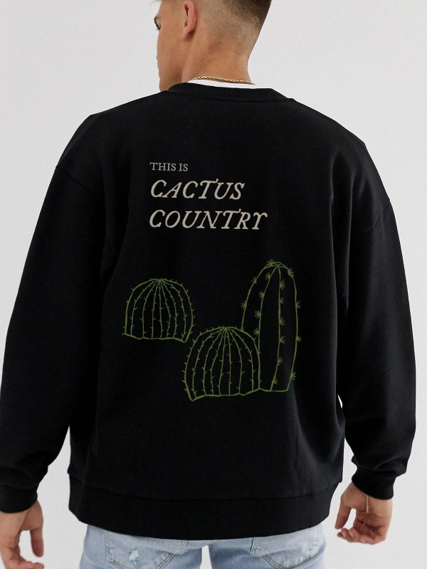 Cactus Oversize Siyah Sweatshirt Tarzsokak58