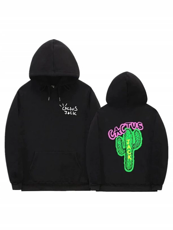 Cactus Oversıze Sweatshirt Hoodie Siyah Siyah