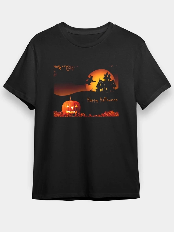 Cadılar Bayramı-Halloween Siyah Unisex Tişört T-Shirt