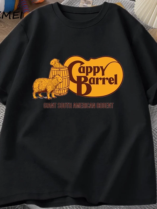 Cappy varil Capybara T-shirt erkekler yaz pamuk kısa kollu rahat grafikli tişört erkek giysil 2998