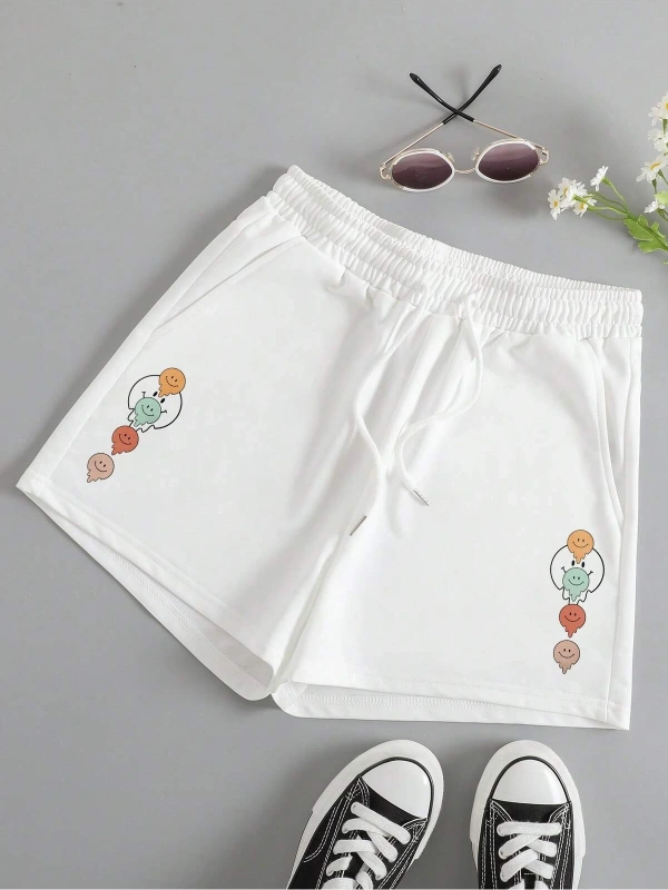 Cartoon Graphic Drawstring Waist Track Şort