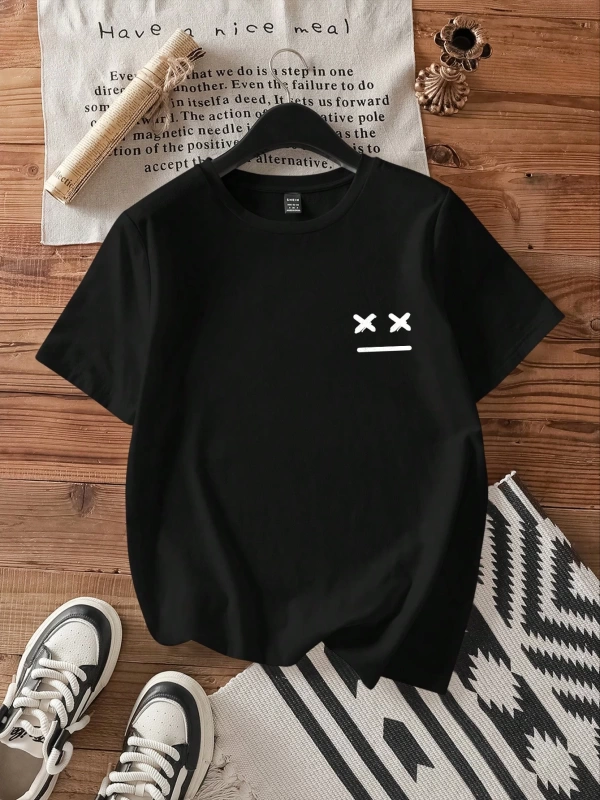 Casual Loose Fit Kısa Kollu Kadın Tişörtü İfade Baskılı, Yaz İçin Uygun