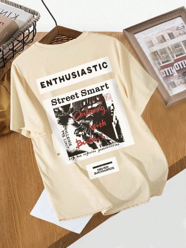 Casual Oversized Rock & Street Graphic Yuvarlak Yaka Kısa Kollu Tişört Kadınlar İçin