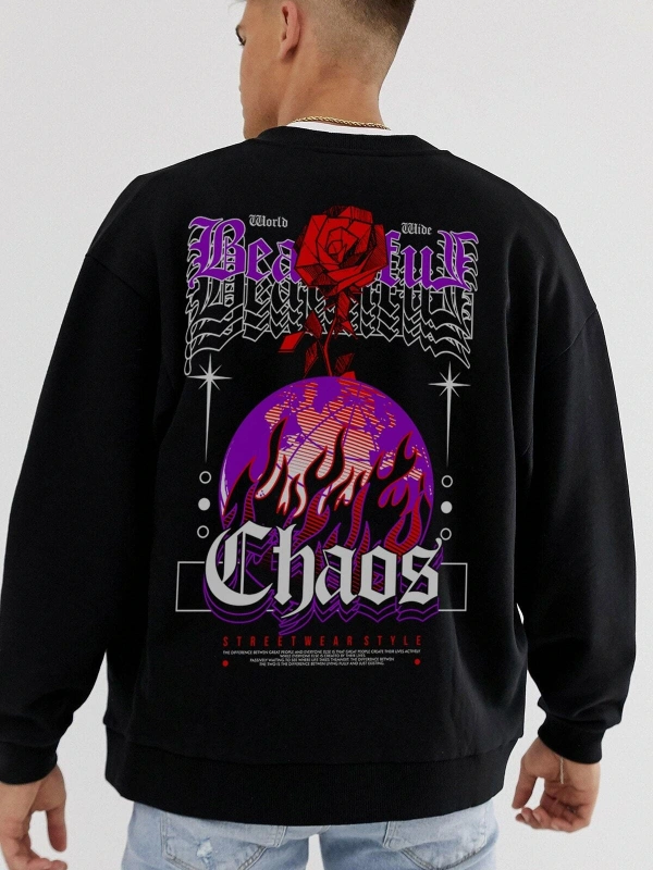 Chaotic Oversize Siyah Sweatshirt Tarzsokak140