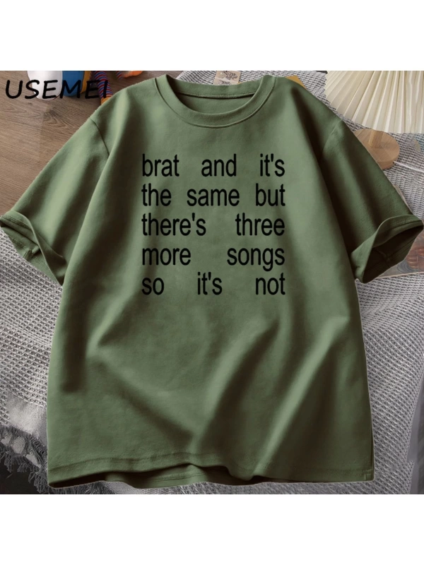 Charli XCX Brat ve It S Baskılı T-Shirt Kült Klasik T Shirt Kadın Erkek Moda Pamuk Kısa Kollu