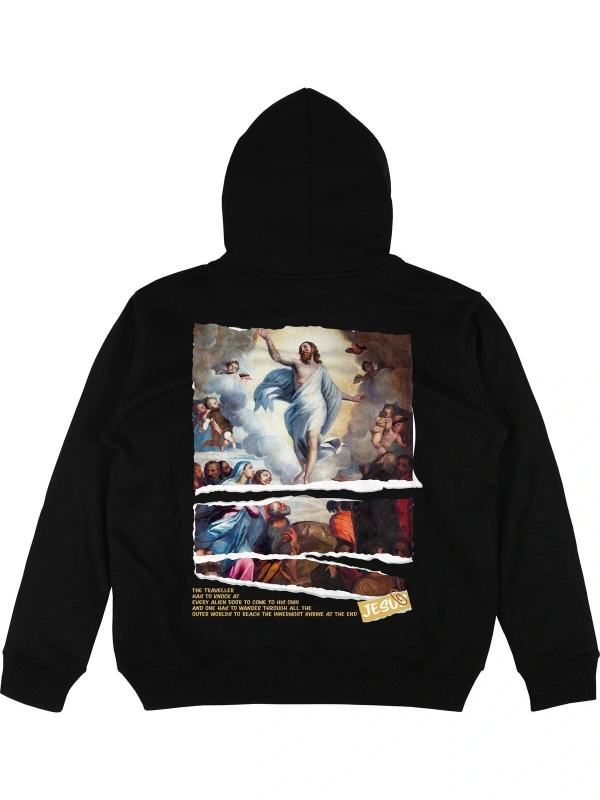 Christ Siyah Oversize Unisex Kapüşonlu Sweatshirt Hoodie