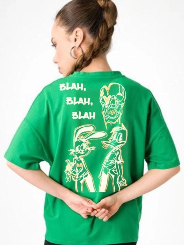 Çok Rahat Kesim Tavşan Baskılı Oversize