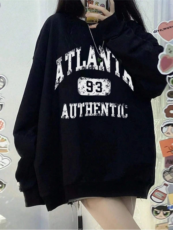 Coke serisi Letter Graphic Drop Shoulder Pullover