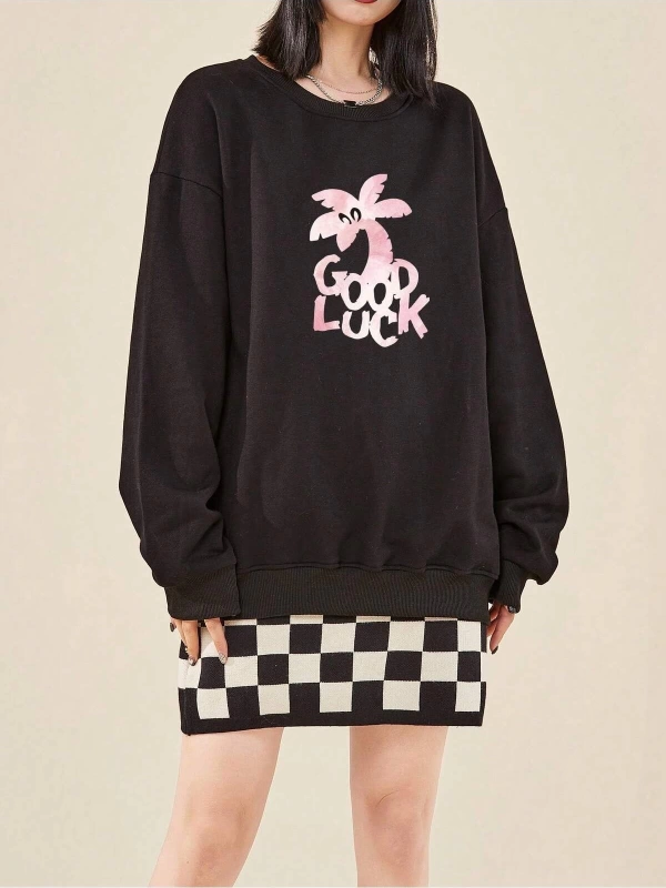 Coke serisi Letter Graphic Drop Shoulder Sweatshirt