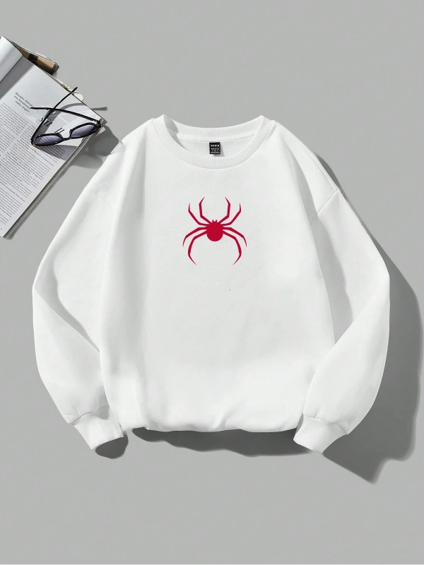Coolane Bol Örümcek Desenli Sweatshirt Beyaz