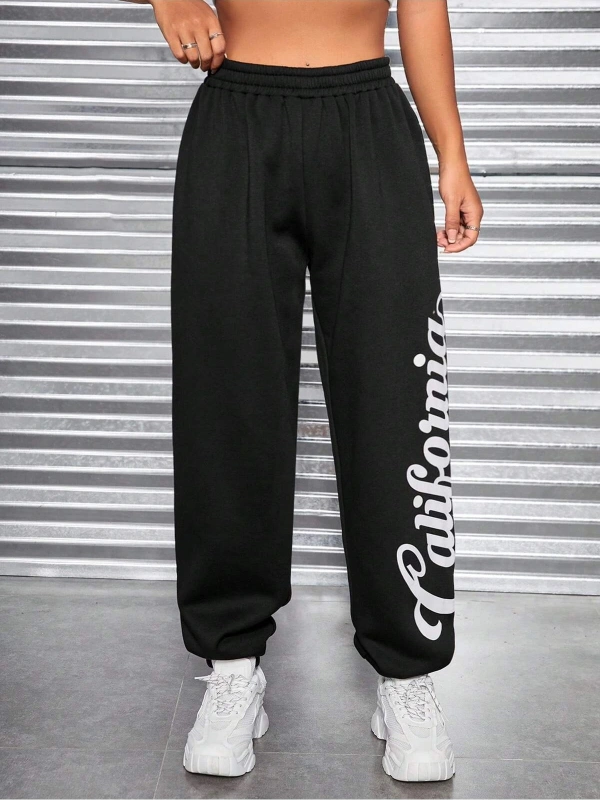 Coolane Letter Graphic Elastic Waist 4 Mevsim Eşofman