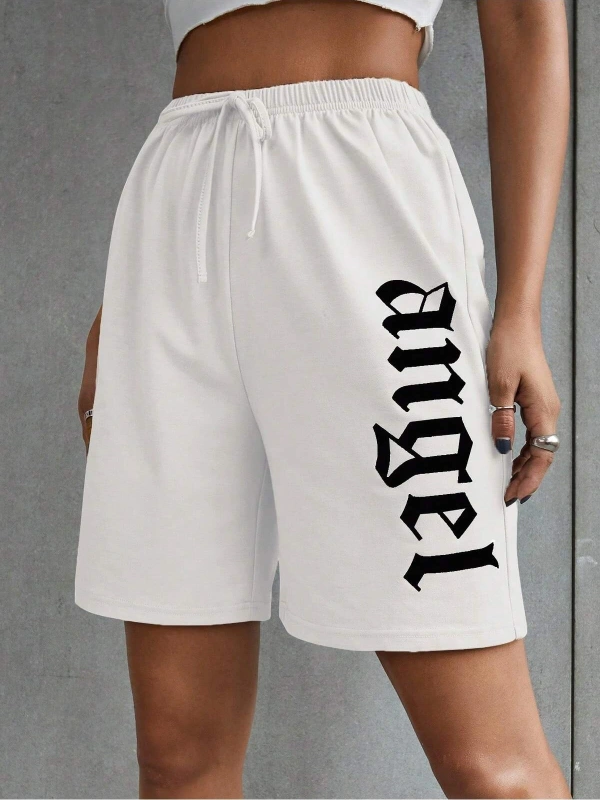 Coolane Letter Graphic Knot Front Track Şort