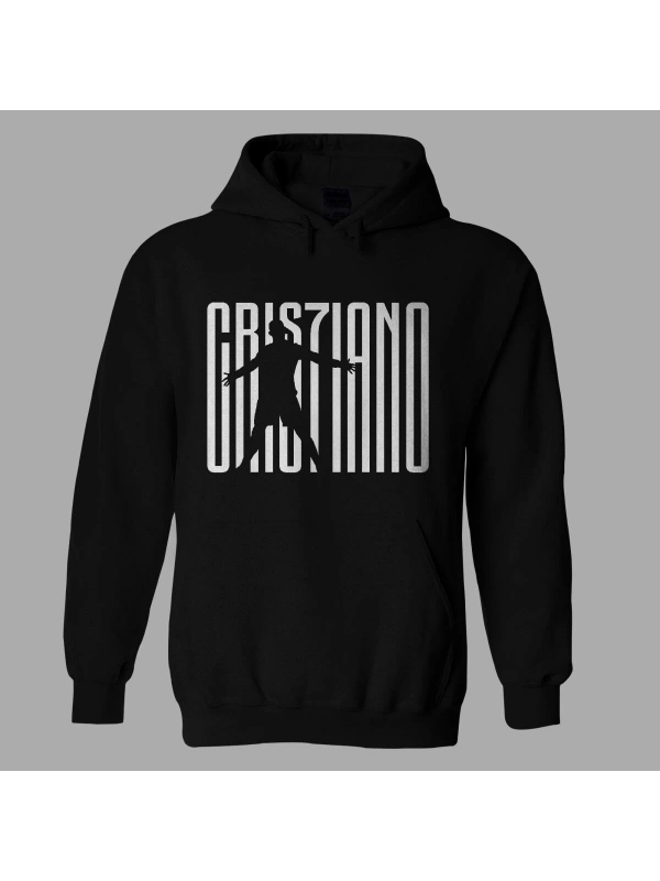 Cristiano Ronaldo Unisex Kapüşönlu Hoodie Siyah