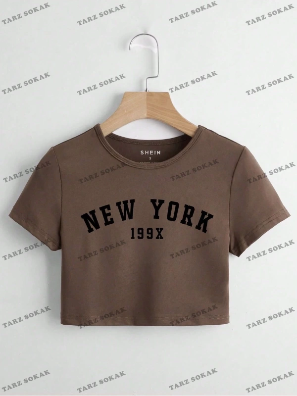 Crop CKOD-232913 Katı Mektup Baskılı Kısa