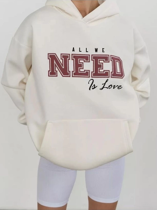 Cupla Unisex All We Need is Love Sweatshirt Beyaz