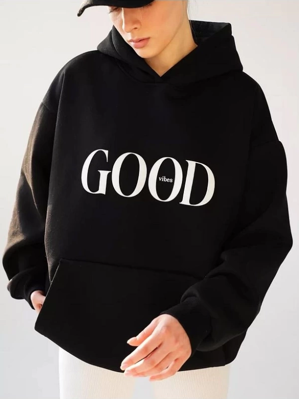 Cupla Unisex Big Good Vibes Sweatshirt Siyah
