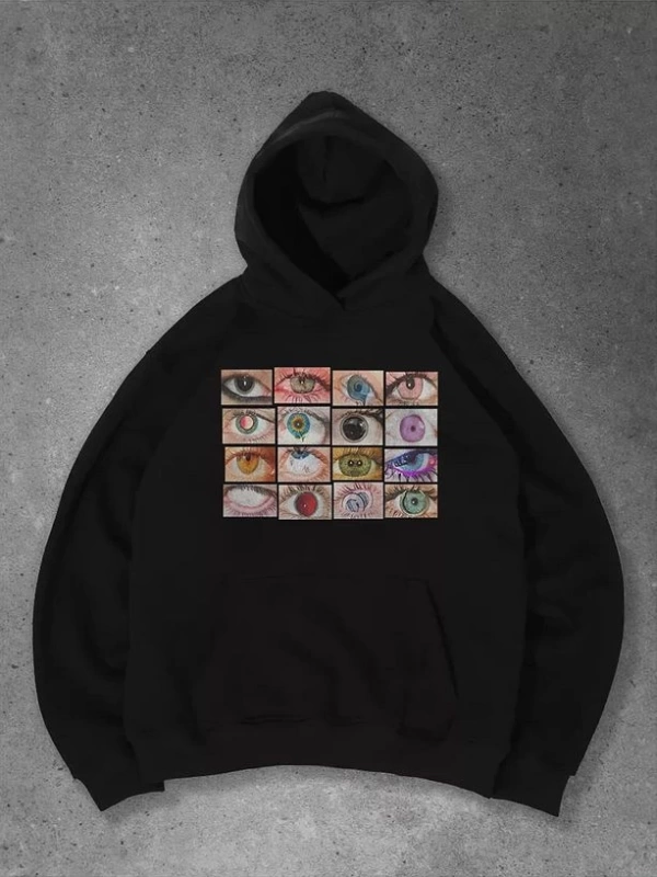 Cupla Unisex Eyes Sweatshirt Siyah