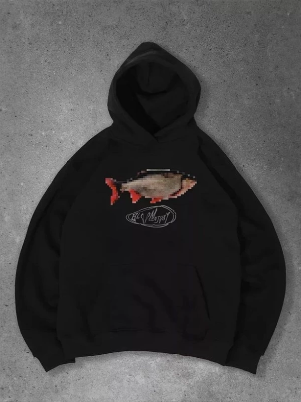 Cupla Unisex Pixel Fish Sweatshirt Siyah