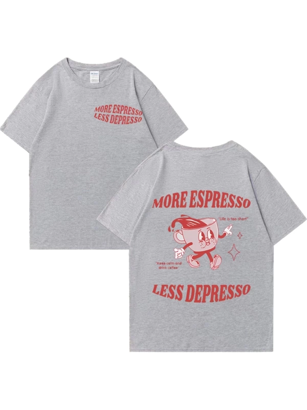 Daha Espresso az Depresso Meme T shirt komik erkek kadın Vintage karikatür T-shirt Pop Art pa
