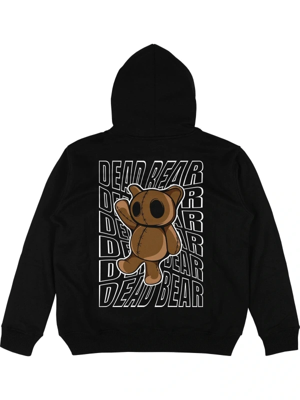Dead Bear Siyah Oversize Unisex Kapüşonlu Sweatshirt Hoodie