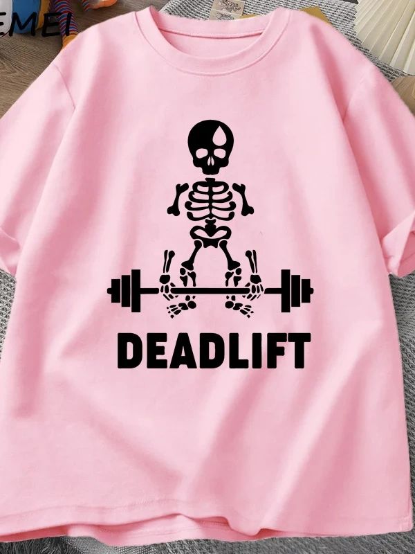 Deadlift İskelet Hayalet Grafik Tee Komik Spor Salonu Sevgilisi T-shirt Baskı Büyük Boy T-shi 3013