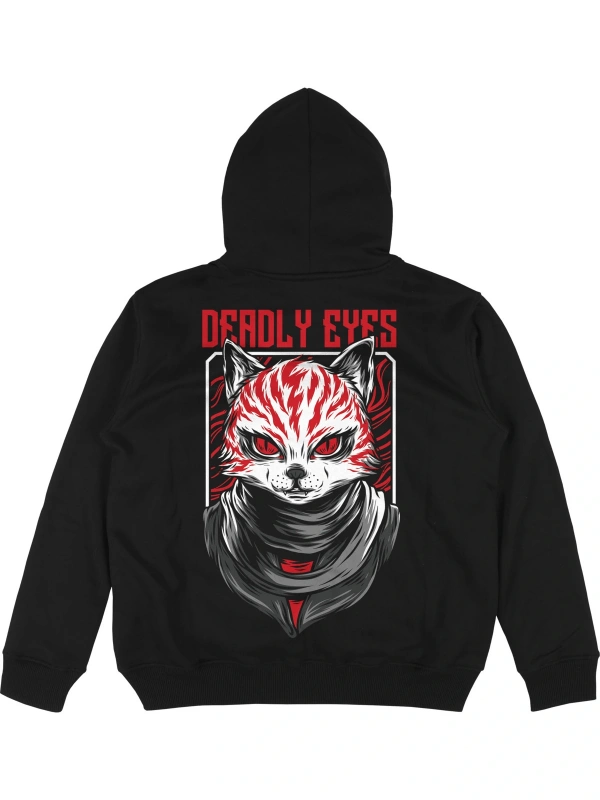 Deadly Eyes Oversize Unisex Kapüşonlu Sweatshirt Hoodie Siyah