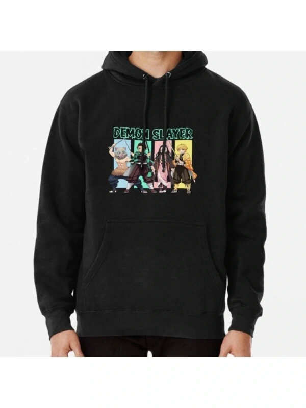 Demon Slayer Mens Anime Hoodie 15372 Siyah