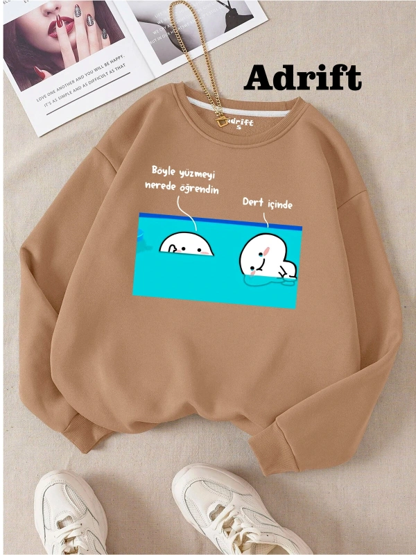 Dert İçinde Köstebek Sokak Trend Tasarım Harajuku/Gotik Bej