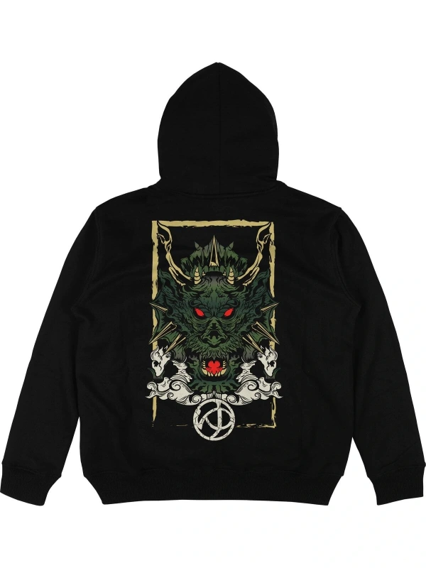 Devil Siyah Oversize Unisex Kapüşonlu Sweatshirt Hoodie