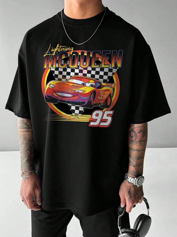 Disney Disney Cars McQueen Karikatür Baskılı Erkek Günlük Kısa Kollu Tişört, Yaz