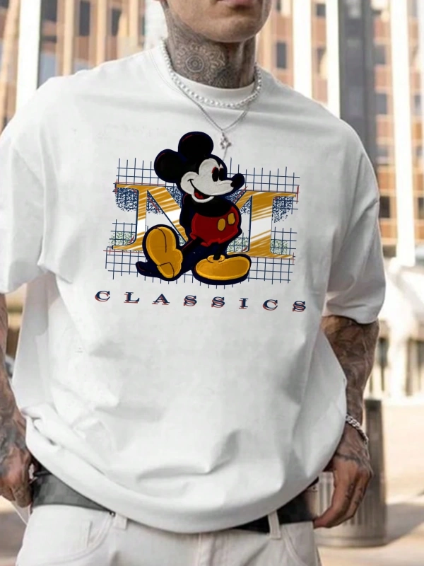 Disney Disney Collab Mickey Mouse Çizgi Film Baskılı Kısa Kollu Tişört, Erkek Günlük Yaz