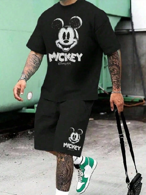 Disney Disney Collab Mickey Mouse Erkek Günlük Karikatür Baskılı Kısa Kollu Tişört Seti, Yaz