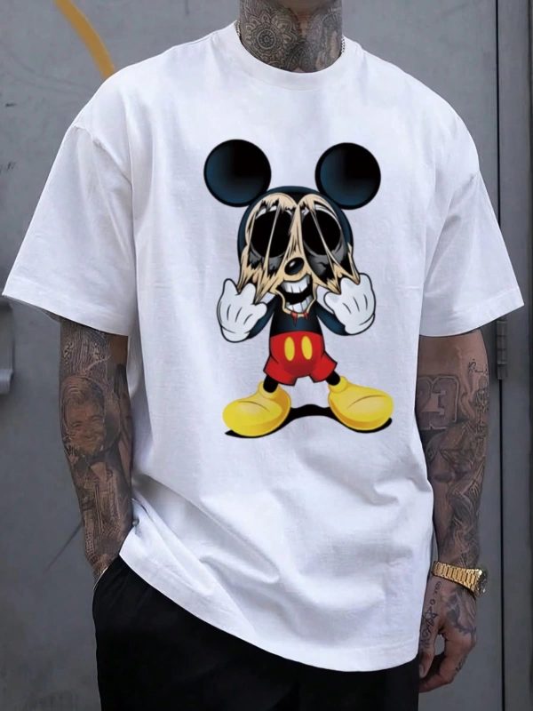 Disney Disney Collab Mickey Mouse Yaz Erkek Günlük Karikatür Baskılı Kısa Kollu Tişört