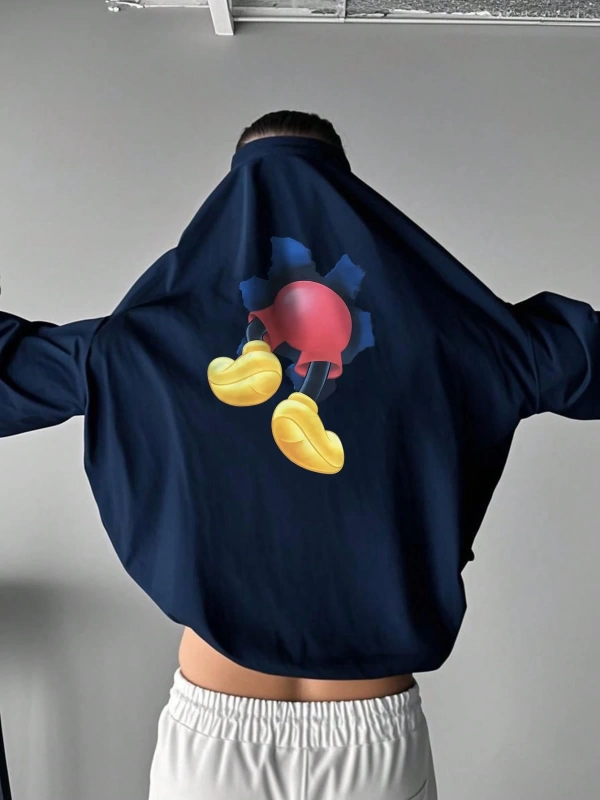 Disney Disney İşbirliği Mickey Mouse Baskılı Erkek Günlük Kısa Kollu Tişört, Yaz