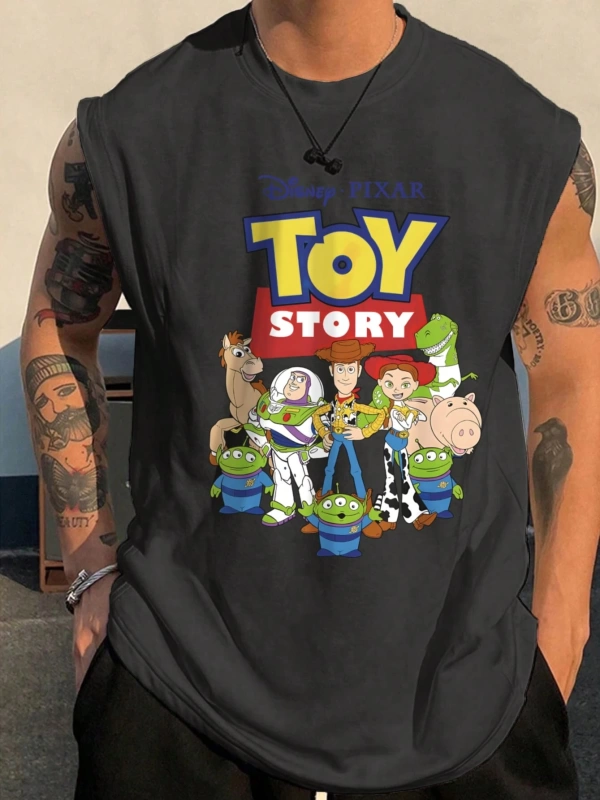 Disney Disney İşbirliği Mickey Mouse Ve Arkadaşları Erkek Rahat Karikatür Baskılı Kısa Kollu